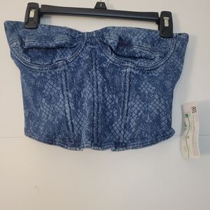Blue Denim Bustier Top